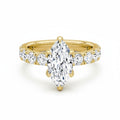 My Store 4 18K solid gold engagement ring set featuring a marquise-cut lab-grown diamond and a pavé diamond band.