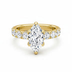 My Store 4 18K solid gold engagement ring set featuring a marquise-cut lab-grown diamond and a pavé diamond band.
