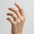 My Store 4 18K solid gold ring set featuring a marquise-cut lab-grown diamond on a woman's hand