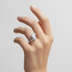 My Store 4 18K solid gold Antoinette marquise-cut lab-grown diamond ring set worn on a woman's finger