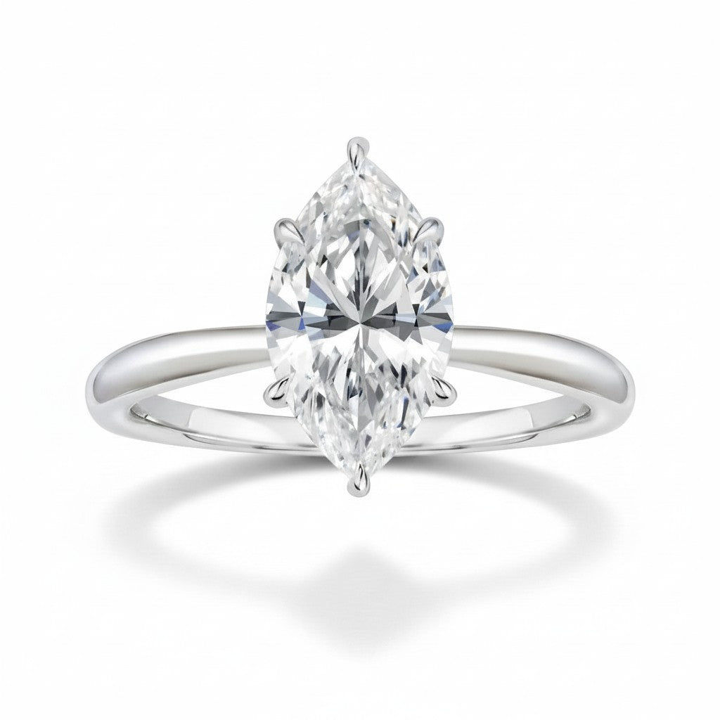 My Store 4 18K solid gold engagement ring featuring a brilliant marquise-cut lab-grown diamond in a classic setting.