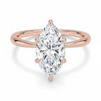 My Store 4 18K rose gold solitaire ring featuring a marquise-cut lab-grown diamond on a polished band