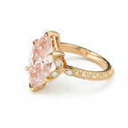 My Store 4 18K solid gold engagement ring featuring a marquise-cut fancy pink lab-grown diamond with engraved band