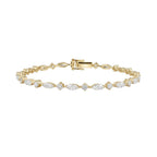 My Store 4 marquise and round diamond tennis bracelet in yellow gold with a secure box clasp.