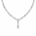 My Store 4 mixed shape diamond statement necklace featuring round, marquise, heart, and pear-cut diamonds in white gold.