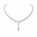 My Store 4 statement necklace featuring round, marquise, and heart-cut diamonds with a pear-shaped drop pendant.