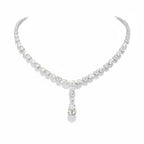 My Store 4 statement necklace featuring round, marquise, and heart-cut diamonds with a pear-shaped drop pendant.
