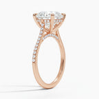 My Store 4 18K yellow gold oval lab grown diamond solitaire ring with cathedral setting and pavé band side view