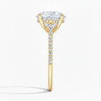 My Store 4 18K yellow gold oval lab grown diamond solitaire ring with cathedral setting and pavé band side view