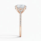 My Store 4 18K yellow gold cathedral solitaire ring with a 3ct oval lab-grown diamond and pavé band side view