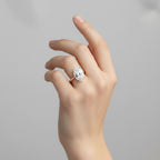 My Store 4 oval cut diamond engagement ring with a hidden halo and micro-pavé cathedral shoulders on a gold band.