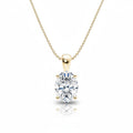My Store 4 oval diamond solitaire pendant necklace in 18K yellow gold with a four-prong setting on a delicate chain.