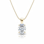 My Store 4 oval diamond solitaire pendant necklace in 18K yellow gold with a four-prong setting on a delicate chain.