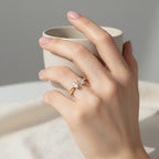 My Store 4 18K solid gold engagement ring featuring two oval lab-grown diamonds on a unique open band design