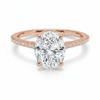 My Store 4 18K yellow gold oval lab-grown diamond solitaire ring with a cathedral setting and pavé band