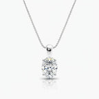 My Store 4 oval-cut diamond solitaire pendant necklace in white gold with a delicate cable chain.