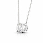 My Store 4 oval diamond solitaire pendant necklace in white gold with a horizontal east-west setting on a fine chain.
