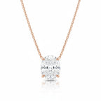 My Store 4 oval-cut diamond solitaire pendant necklace in rose gold with a horizontal east-west setting on a fine chain.