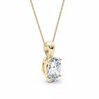 My Store 4 oval diamond solitaire pendant in 18K yellow gold with a four-prong setting on a fine cable chain.