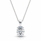 My Store 4 oval diamond solitaire pendant necklace in white gold with a four-prong setting on a delicate cable chain