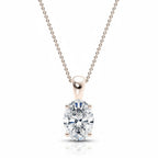 My Store 4 oval diamond solitaire pendant in 18K yellow gold with a four-prong setting on a delicate cable chain.