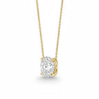 My Store 4 oval diamond solitaire pendant necklace in 18K yellow gold with a bail-free floating setting on a cable chain