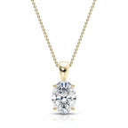My Store 4 oval diamond solitaire pendant in 18K yellow gold with a four-prong setting on a delicate cable chain.