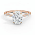 My Store 4 18K rose gold oval lab-grown diamond engagement ring with a hidden halo and pavé band