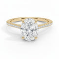 My Store 4 18K gold oval lab-grown diamond engagement ring with a cathedral setting and pavé band
