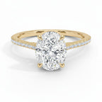 My Store 4 18K gold oval lab-grown diamond engagement ring with a cathedral setting and pavé band