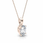 My Store 4 oval diamond solitaire pendant in 18K rose gold with a four-prong setting on a delicate cable chain.