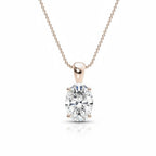 My Store 4 oval diamond solitaire pendant necklace in 18K yellow gold with a four-prong setting on a fine cable chain.