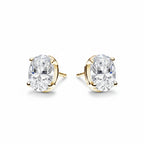 My Store 4 18K solid gold stud earrings featuring 2 carat oval-cut lab-grown diamonds in a classic four-prong setting.