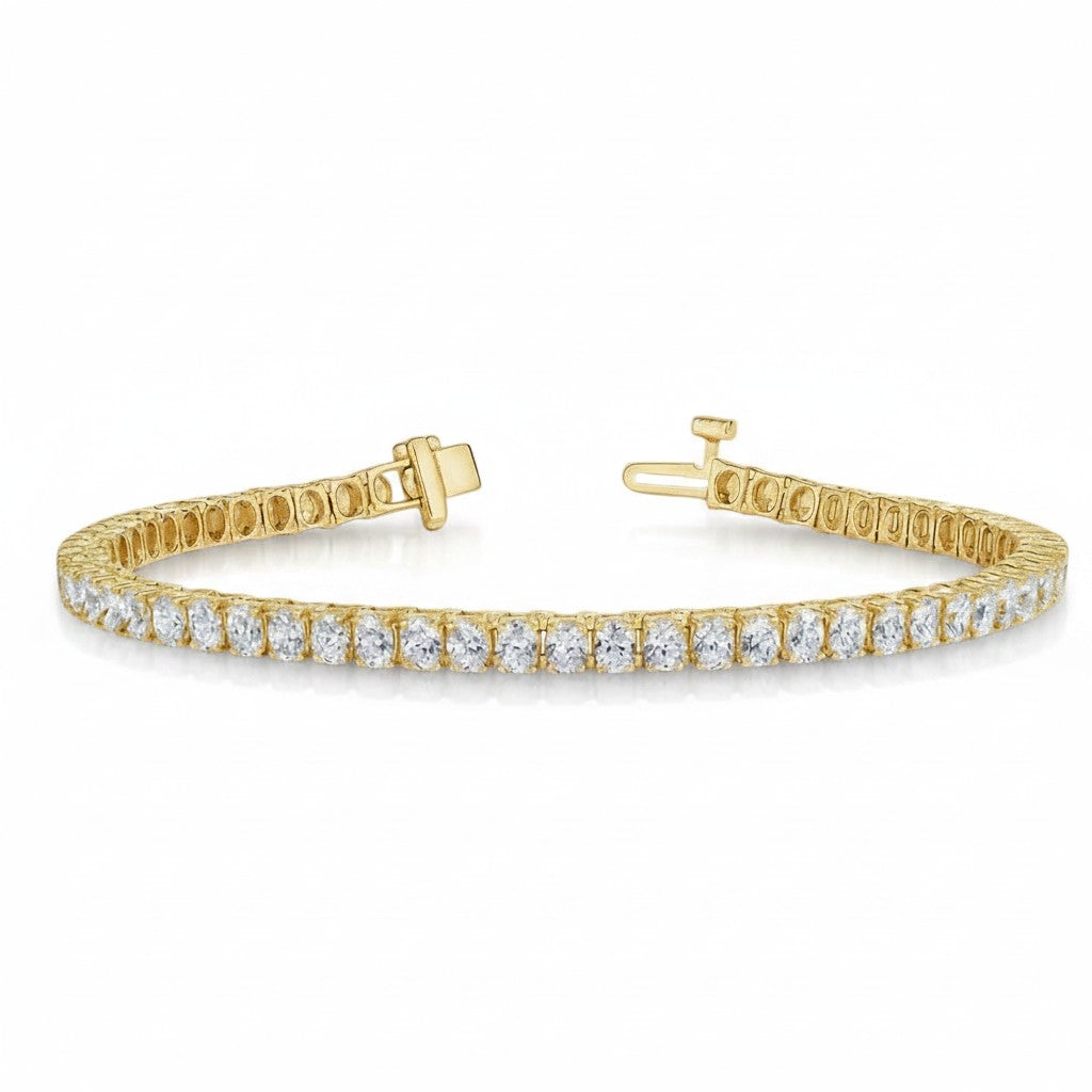 My Store 4 18K solid gold tennis bracelet featuring a continuous row of 8 carat oval lab-grown diamonds.