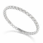 My Store 4 white gold tennis bracelet featuring horizontally set oval cut diamonds in a secure basket setting.