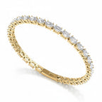 My Store 4 East-West oval cut diamond tennis bracelet in 14K yellow gold with a secure box clasp and safety latches.