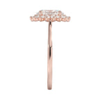 My Store 4 18K solid gold oval halo diamond ring set viewed from the side, showcasing the vintage-inspired setting.