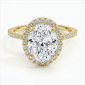 My Store 4 18K solid gold oval halo engagement ring with pavé lab-grown diamonds on a white background