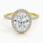 My Store 4 18K solid gold oval halo engagement ring with pavé lab-grown diamonds on a white background