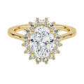 My Store 4 18K solid gold oval diamond ring with a vintage halo setting and sparkling round accent stones.
