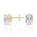 My Store 4 18K solid gold stud earrings featuring 2 carat oval-cut lab-grown diamonds with a polished gold setting.