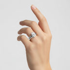 My Store 4 18K solid gold Antoinette oval lab-grown diamond ring set worn on a woman's finger
