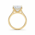 My Store 4 18K solid gold engagement ring featuring a 4 carat oval lab-grown diamond with a hidden halo and pavé band.