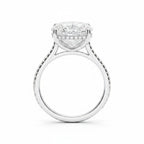 My Store 4 18K solid gold engagement ring featuring a 4 carat oval lab-grown diamond with a hidden halo and pavé band.