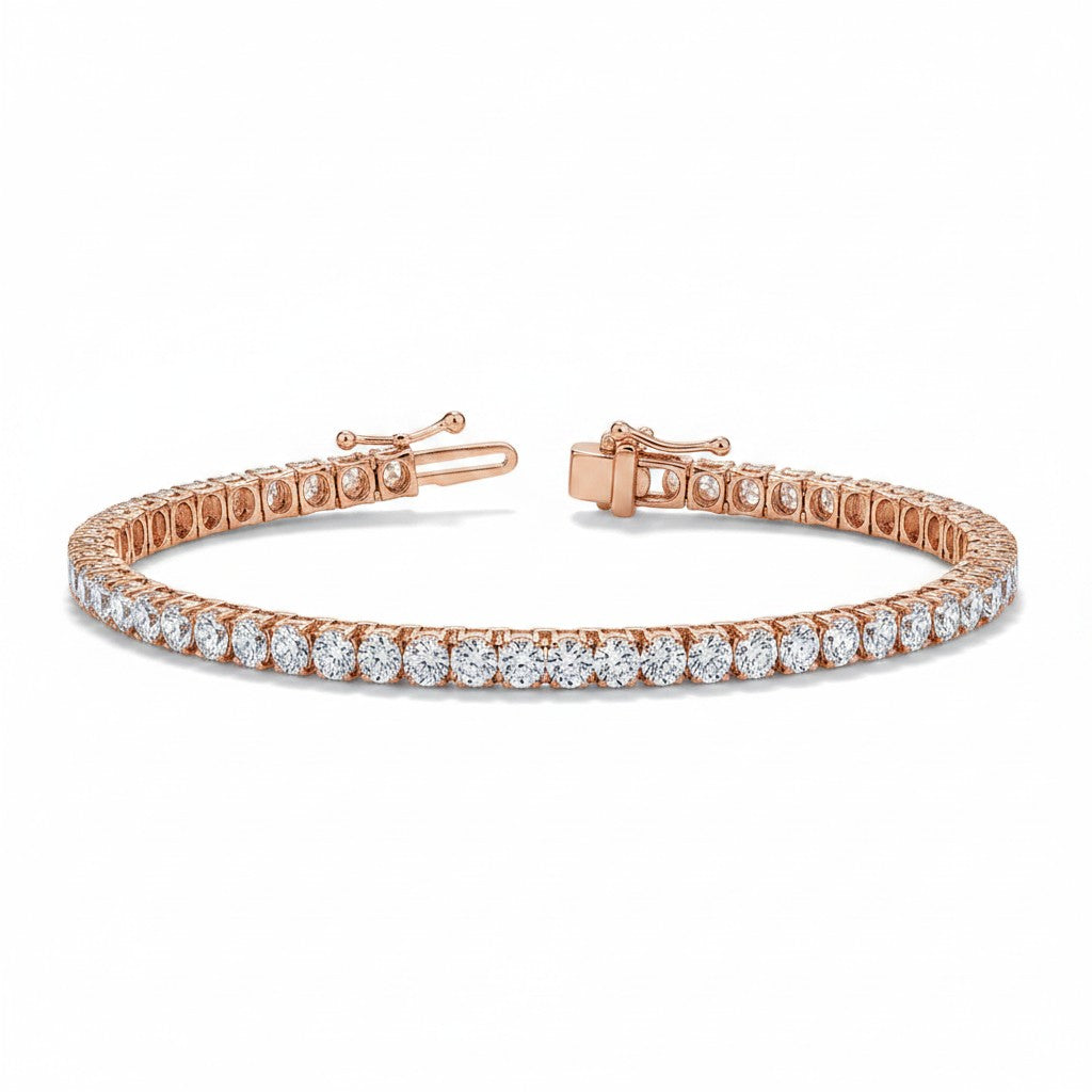 My Store 4 18K solid gold tennis bracelet featuring 8 carats of oval lab-grown diamonds in a continuous setting.