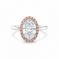 My Store 4 18K solid gold ring featuring an oval-cut lab-grown diamond with a fancy pink pavé halo setting.