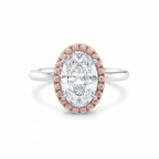My Store 4 18K solid gold ring featuring an oval-cut lab-grown diamond with a fancy pink pavé halo setting.
