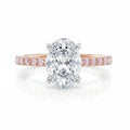 My Store 4 18K solid gold ring featuring a central oval diamond with a pink pavé diamond band