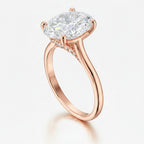 My Store 4 oval cut engagement ring in rose gold with a hidden halo and micro-pavé cathedral shoulders.