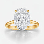 My Store 4 oval cut solitaire engagement ring with a brilliant center stone on a polished yellow gold band